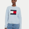 Tommy Jeans Пуловер Flag DW0DW18681 Светлосиньо Relaxed Fit за Жени цена