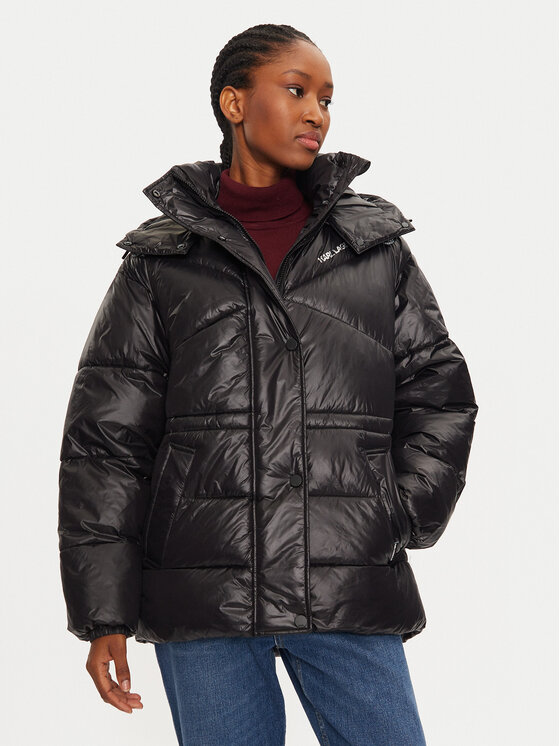 KARL LAGERFELD Пухено яке 246W1510 Черен Regular Fit за Жени цена