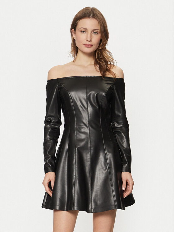 Guess Рокля от имитация на кожа W5RK43 K8S30 Черен Regular Fit за Жени цена