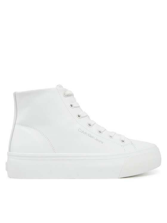 Calvin Klein Jeans Сникърси Vulc Flatform Mid Mg Lth YW0YW01741 Бял за Жени цена