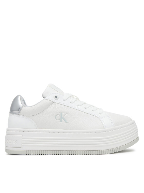 Calvin Klein Jeans Сникърси Bold Flatf Low Lace Mg YW0YW01766 Бял за Жени цена