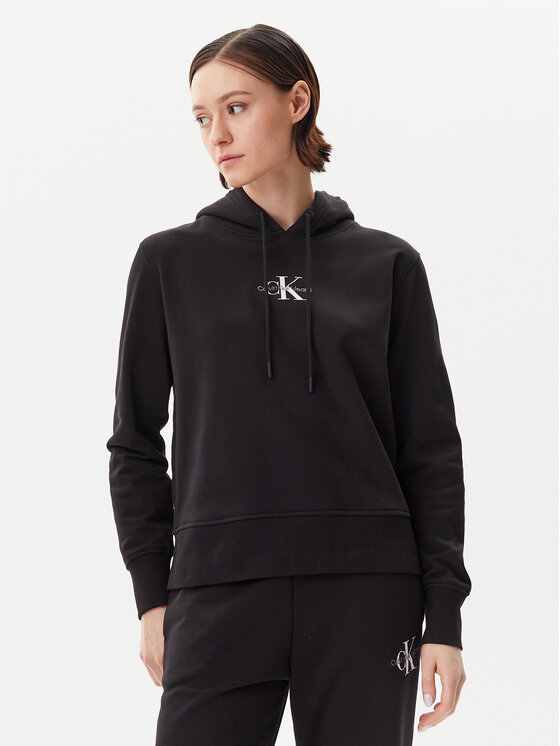 Calvin Klein Jeans Суитшърт Monologo J20J225358 Черен Regular Fit цвят на ниска цена