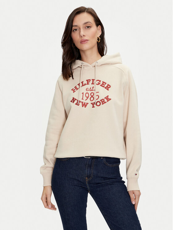 Tommy Hilfiger Суитшърт Varsity WW0WW42098 Бежов Regular Fit за Жени цена