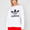 adidas Суитшърт Trefoil GN2961 Бял Regular Fit за Жени цена