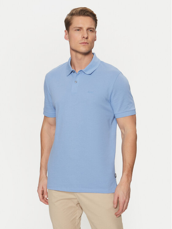 BOSS Тениска с яка и копчета Pallas 50468362 Син Regular Fit за Мъже цена