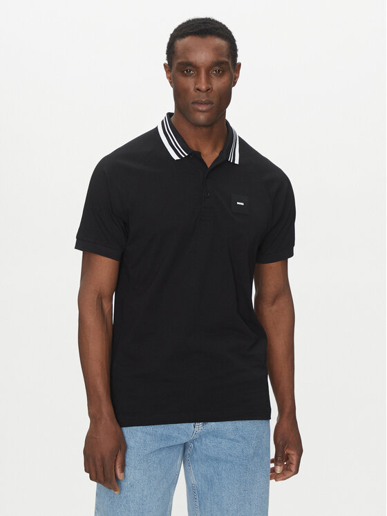 BOSS Тениска с яка и копчета 50538176 Черен Regular Fit за Мъже цена