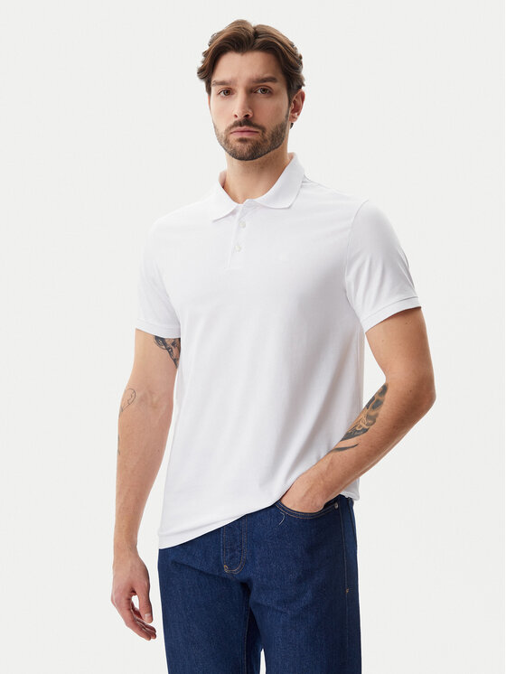 Calvin Klein Jeans Тениска с яка и копчета LV040HM281 Бял Regular Fit за Мъже цена
