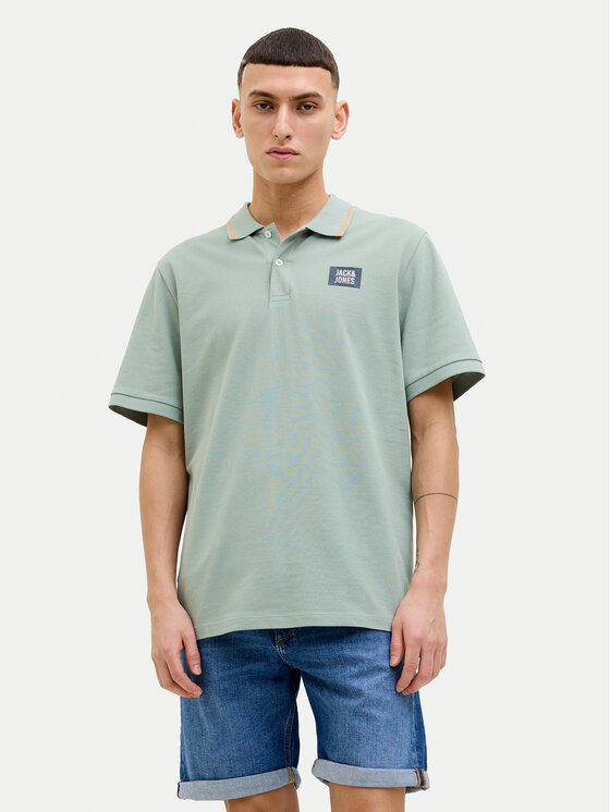 Jack&Jones Тениска с яка и копчета Hudson 12269238 Зелен Regular Fit за Мъже цена