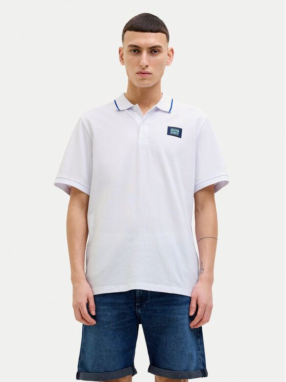 Jack&Jones Тениска с яка и копчета Hudson 12269238 Бял Regular Fit за Мъже цена