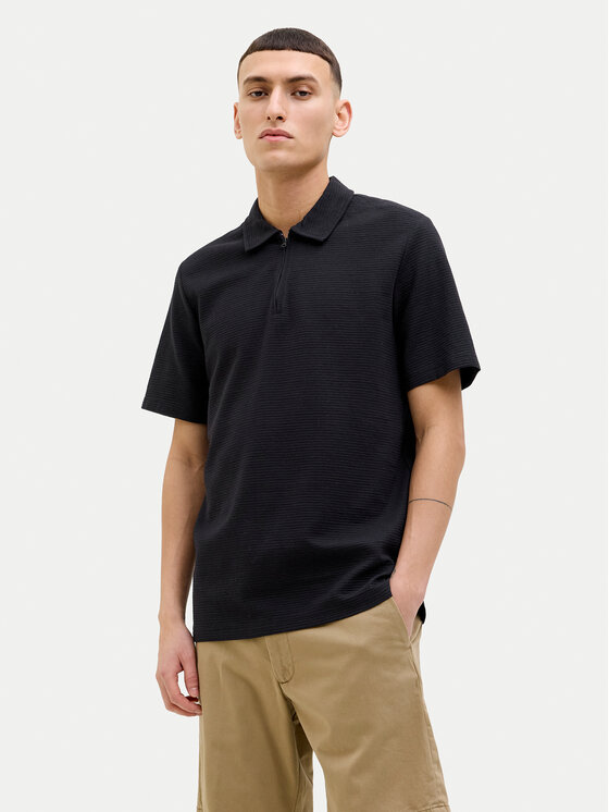 Jack&Jones Тениска с яка и копчета Benja 12269338 Черен Regular Fit за Мъже цена