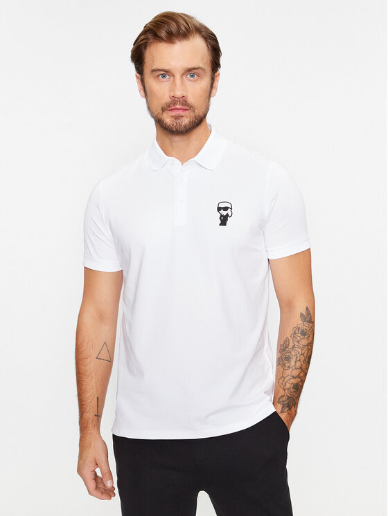 KARL LAGERFELD Тениска с яка и копчета 745022 500221 Бял Regular Fit за Мъже цена