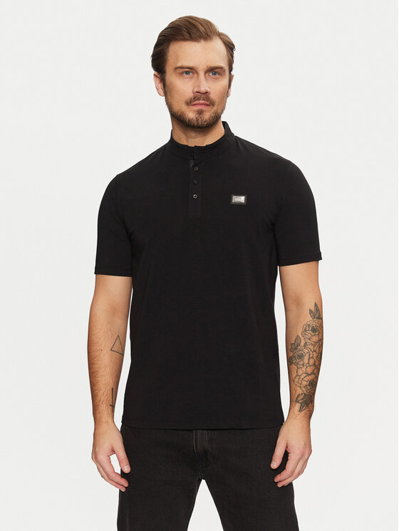 KARL LAGERFELD Тениска с яка и копчета 745089 551221 Черен Regular Fit за Мъже цена