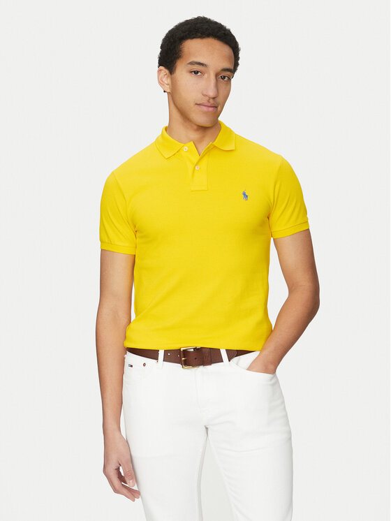 Polo Ralph Lauren Тениска с яка и копчета 710536856446 Жълт Slim Fit за Мъже цена