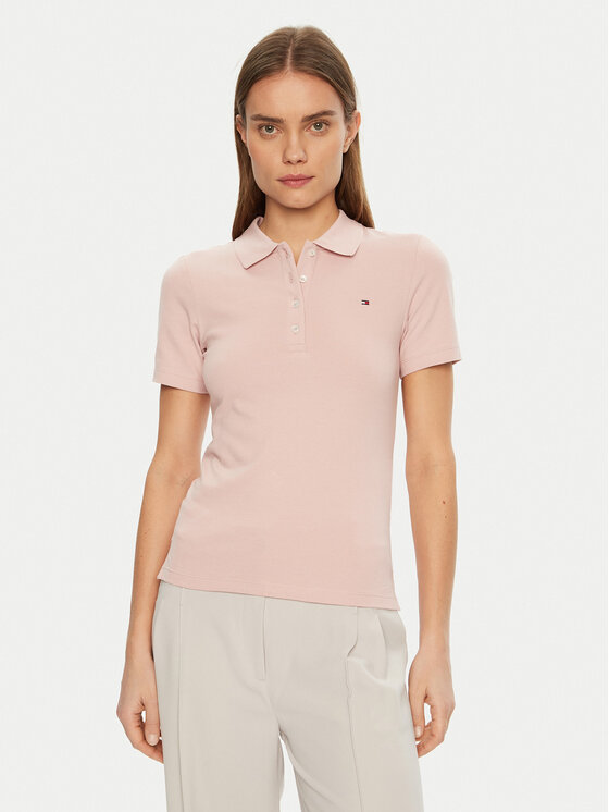 Тениска с яка и копчета Tommy Hilfiger за Жени цена