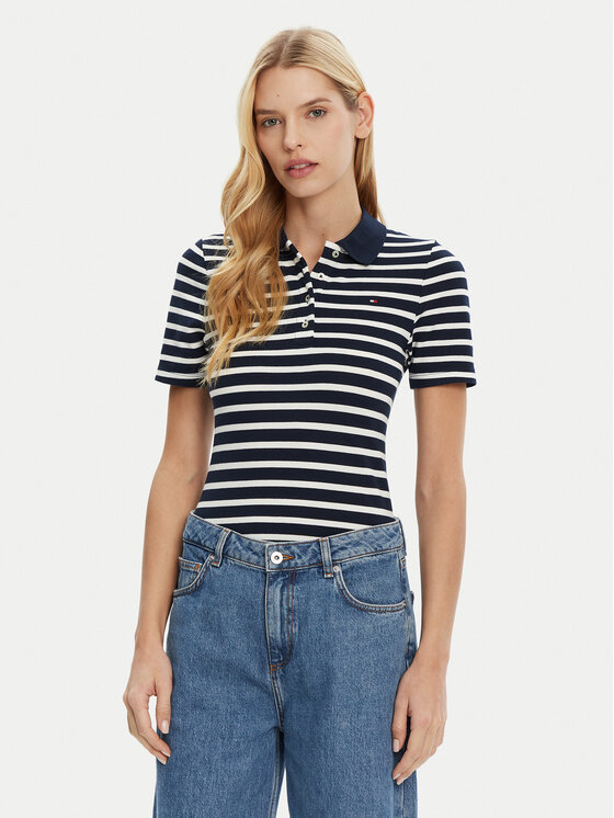 Тениска с яка и копчета Tommy Hilfiger за Жени цена