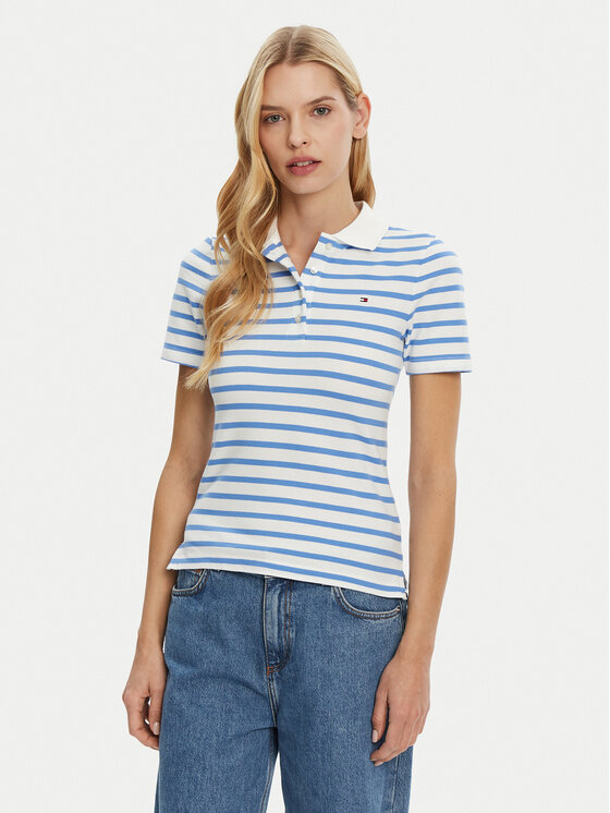 Тениска с яка и копчета Tommy Hilfiger за Жени цена