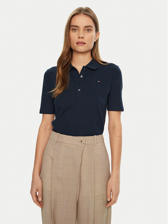 Тениска с яка и копчета Tommy Hilfiger за Жени цена