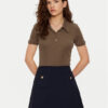 Tommy Hilfiger Тениска с яка и копчета WW0WW44446 Кафяв Slim Fit за Жени цена