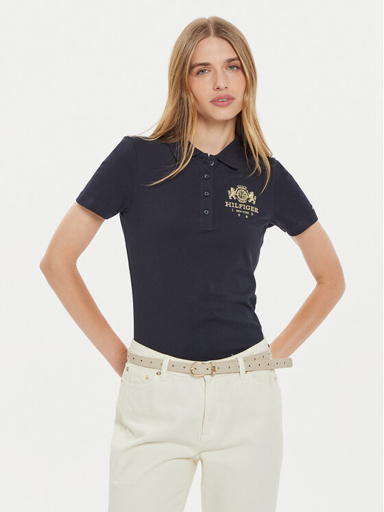 Тениска с яка и копчета Tommy Hilfiger за Жени цена