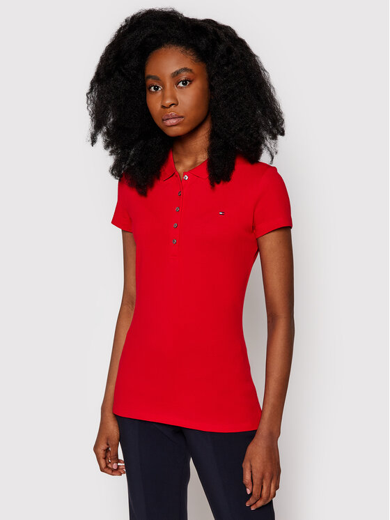 Тениска с яка и копчета Tommy Hilfiger за Жени цена