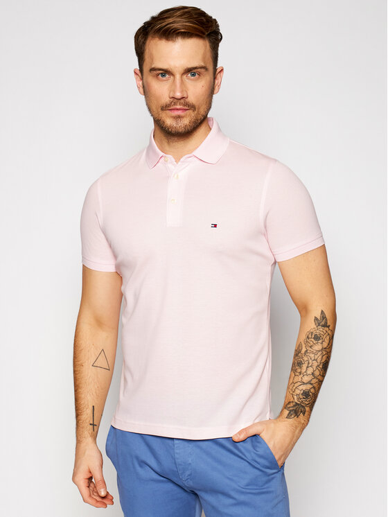 Tommy Hilfiger Тениска с яка и копчета 1985 MW0MW17771 Розов Slim Fit за Мъже цена