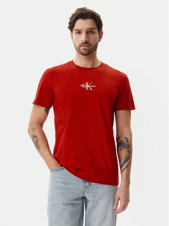 Calvin Klein Jeans Тишърт Monologo J30J325649 Червен Regular Fit за Мъже цена