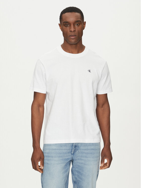Calvin Klein Jeans Тишърт Serif Font Graphic J30J327473 Бял Regular Fit за Мъже цена