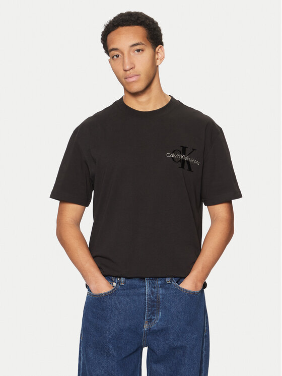 Calvin Klein Jeans Тишърт Bristle Monologo J30J327107 Черен Regular Fit за Мъже цена