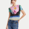 Desigual Тишърт Plisa 24WWTK95 Цветен Slim Fit за Жени цена