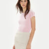 Gina Tricot Тишърт 21287 Розов Slim Fit за Жени цена