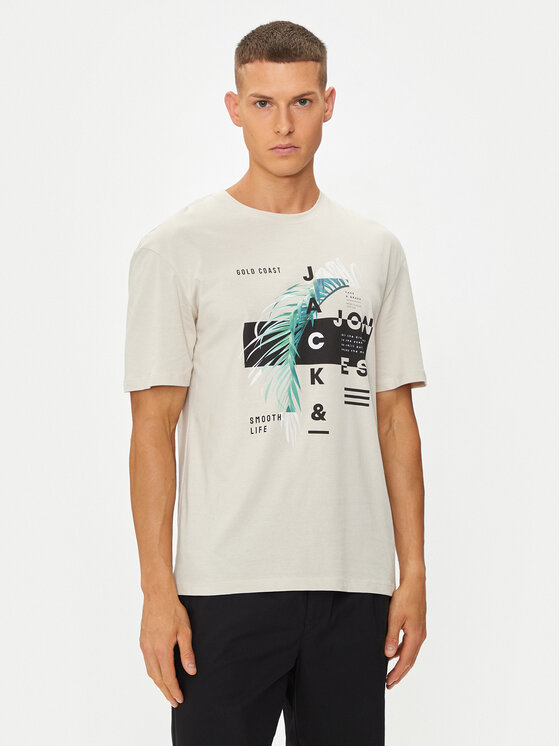 Jack&Jones Тишърт Jjclarc 12247768 Бежов Relaxed Fit за Мъже цена
