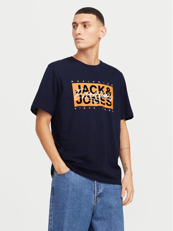 Jack&Jones Тишърт Colton 12268439 Тъмносин Standard Fit за Мъже цена