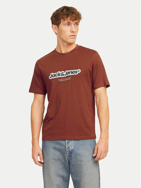 Jack&Jones Тишърт Vesterbro 12265740 Кафяв Relaxed Fit за Мъже цена