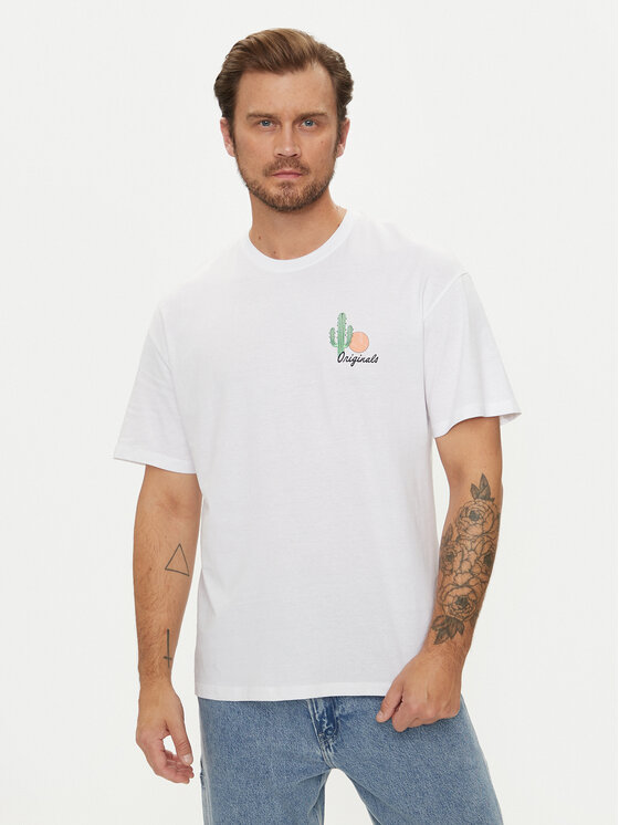 Jack&Jones Тишърт Bradley 12264414 Бял Relaxed Fit за Мъже цена