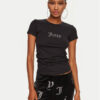 Juicy Couture Тишърт Dot Ruched JCWCT24311 Черен Slim Fit за Жени цена