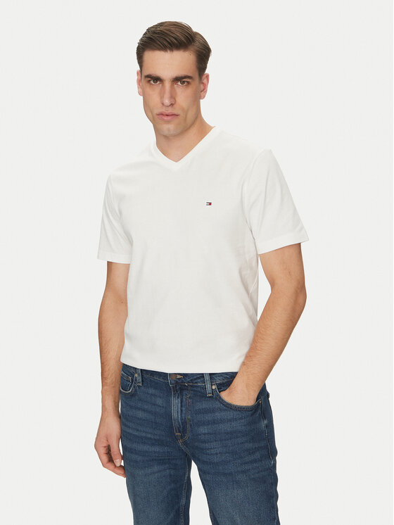 Tommy Hilfiger Тишърт Essential V-Neck Tee MW0MW39249 Бял Regular Fit за Мъже цена