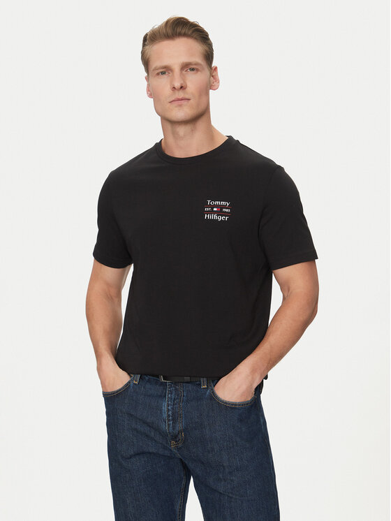 Tommy Hilfiger Тишърт Stack MW0MW38622 Черен Regular Fit за Мъже цена