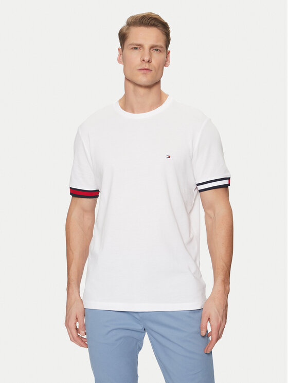 Tommy Hilfiger Тишърт Global Stripe MW0MW38078 Бял Regular Fit за Мъже цена