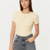 Tommy Jeans Тишърт Essential DW0DW17383 Бежов Slim Fit за Жени цена