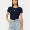 Tommy Jeans Тишърт DW0DW20463 Тъмносин Slim Fit за Жени цена