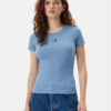 Tommy Jeans Тишърт Badge DW0DW17881 Син Slim Fit за Жени цена