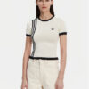 adidas Тишърт Knitted 3-Stripes JJ0961 Бежов Slim Fit за Жени цена