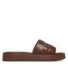 Calvin Klein Чехли Flatform Slide W/Ck Hw - Lth HW0HW02368 Кафяв за Жени цена