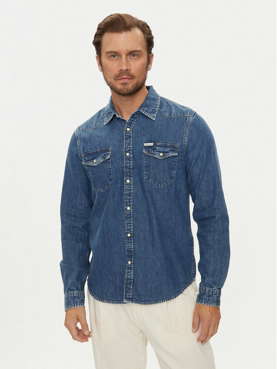 дънкова риза Guess Jeans за Мъже цена