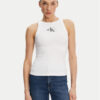 Calvin Klein Jeans топ Monologo J20J225301 Бял Slim Fit за Жени цена