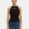 Calvin Klein Jeans топ Monologo J20J225301 Черен Slim Fit цвят на ниска цена