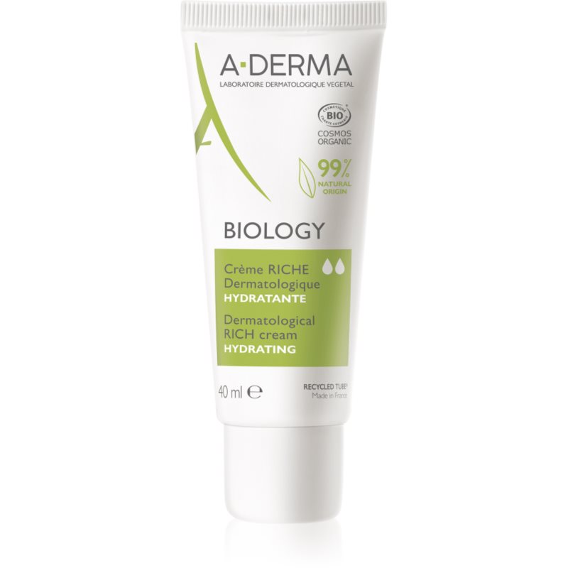A-Derma Biology подхранващ хидратиращ крем за суха към изключително суха чувствителна кожа 40 мл.