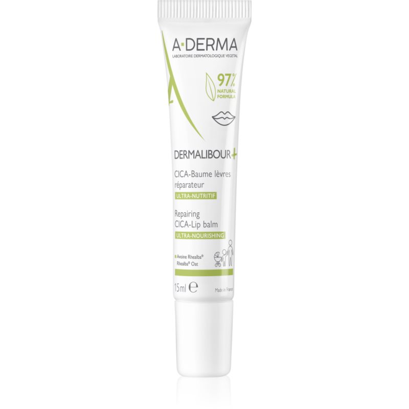 A-Derma Dermalibour+ подхранващ балсам за устни с хидратиращ ефект 15 мл.