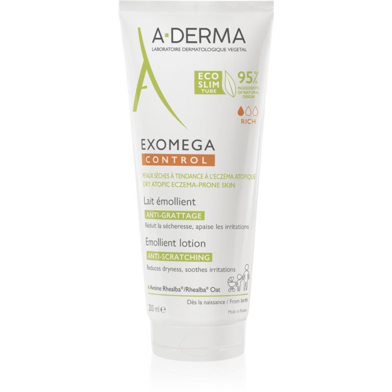 A-Derma Exomega Control Emollient Lotion тоалетно мляко за тяло против възпаление и сърбеж 200 мл.