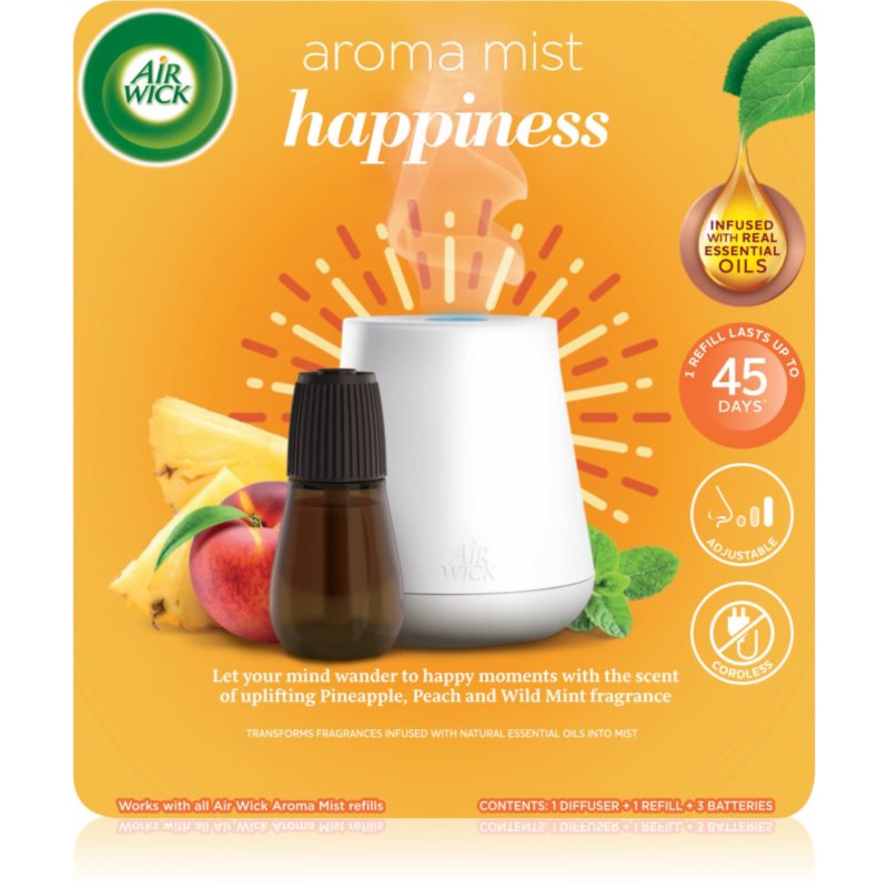 Air Wick Aroma Mist Happiness aроматизиращ дифузер с пълнител + батерия 20 мл.